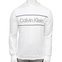 Nwt Calvin Klein Msrp $65.99 Men White Crew Neck Long Sleeve Sweatshirt Size M L - £28.20 GBP
