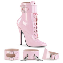 Sexy 6&quot; High Heel Interchangeable Ankle Cuff Baby Pink Women Ankle Boots w Lock - £91.88 GBP