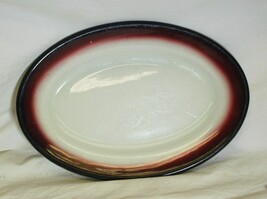 Jackson China Oval Platter Stoneware Black Ruby Red Trim - $24.74