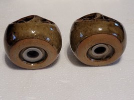 Salt And Pepper Shaker Vintage Japanese Owls Brown Glazed Pottery Collectible - £8.21 GBP