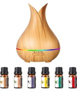 Aromatherapy Diffuser with Essential Oils Included, 150ml Small Cute (Wood) - £13.65 GBP