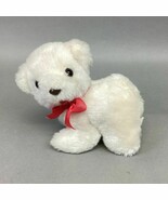Vintage 1982 White Polar Bear Cub Plush Toy With Red Ribbon - $150.53 MXN