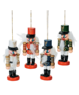 4" Red, White, Blue and Green Wooden Nutcracker Ornaments, Set of 4 - $14.84