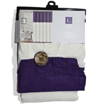 Lush Décor Modern Shower Curtain Cotton Blend Linen Button 72x72in Purple White - £26.27 GBP