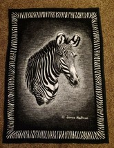 Biederlack Blanket Vintage Zebra Animal Reversible James Hautman 55&quot; x 76&quot; - £91.25 GBP