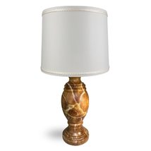 Royal Designs, Inc. Mini Natural Stone Alabaster Lamp, Round Base with Drum Shad - £61.99 GBP