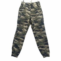 H&amp;M Divided Women&#39;s Cargo Joggers Size 6 Green Camo Pull Up Stretch Waist Pants - £12.58 GBP