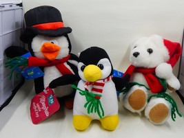 Fun World Christmas Penguin and Bear Plush Lot of 3 MerryBrite Stuffed A... - £19.97 GBP