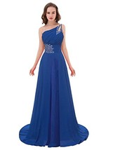 Kivary Long A Line Beaded One Shoulder Formal Corset Prom Evening Dresses Light  - £75.96 GBP