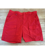 Columbia PFG Cargo Shorts Mens Large Red Omni Shade 8” Inseam - £28.31 GBP