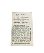 Vintage R.M.S. QUEEN ELIZABETH Visitor&#39;s Pass Ticket 1950’s Cunard Steam... - $30.00