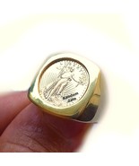 American lady liberty eagle gold coin encased in 14 k yellow gold ring f... - $1,652.77 CAD+