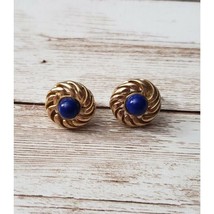 Vintage Avon Clip On Earrings Blue with Gold Tone Halo - £9.82 GBP