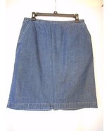 Size 10 blue denim skirt 100% cotton Christopher &amp; Banks back zip - $29.98