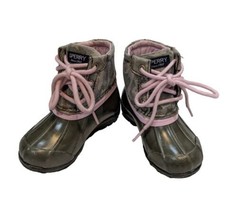 Toddler Girls Sperry Duck Boots Size 6 Camo/Pink Excellent Condition - £13.61 GBP