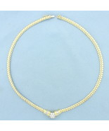 Italian Round and Baguette Diamond Designer Necklace in 14k Yellow Gold - $5,491.00