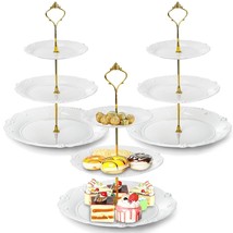 3 Pack Plastic Cupcake Stand, 3 Tier Cupcake Stand Dessert Plates Cake F... - £28.13 GBP