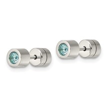 Chisel   Blue CZ December Birthstone Post Earrings Stainless Steel Polished - £28.12 GBP