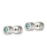 Chisel   Blue CZ December Birthstone Post Earrings Stainless Steel Polished - $656.40 MXN