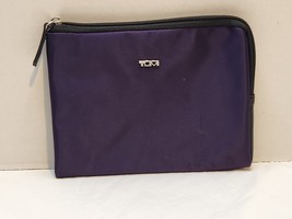 TUMI for Delta Purple Zip Top Small Slim Nylon Pouch Travel Case Bag - $12.86