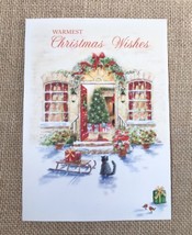 New Beginnings Christmas Card Kitty Cat In Snow Sleigh Open Door Christm... - $2.77