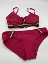 Zingara Bikini Swimsuit Women&#39;s Size 8/10 Raspberry Pink Padded Top - £14.93 GBP