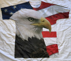 GET A LIFE Polyester USA Flag Eagle Printed Men&#39;s New Patriotic T-shirt ... - $19.79