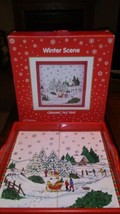 Vintage Winter Scene Ceramic Tile Serving Tray JC Penny 1996  Christmas in box - £23.32 GBP
