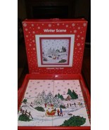 Vintage Winter Scene Ceramic Tile Serving Tray JC Penny 1996  Christmas ... - €25,78 EUR