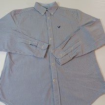 American Eagle Outfitters Classic Fit Men's Blue & White Stripes Shirt Sz Medium image 9