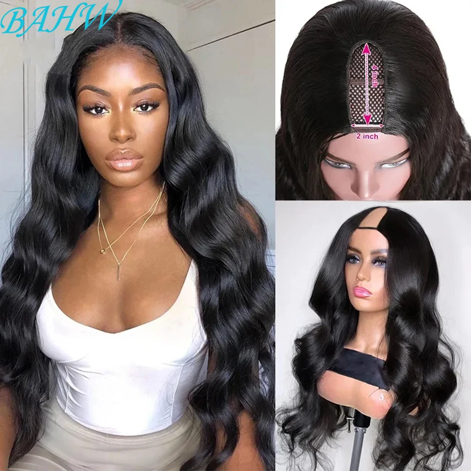Bahw U Part Body Wave Human Hair 180% Density Wig Quick &amp; Easy Install Wig F - £33.67 GBP+