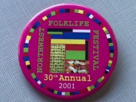 Vintage 2001 Seattle WA NW Folklife Festival 2001 Collectible Pinback Pi... - $6.98
