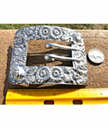 Sterling Silver Victorian Buckle Pin Repousse Patt.Baltimore Maker Large... - €108,67 EUR