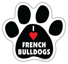I Heart FRENCH BULLDOGS DOG PAW PRINT Fridge Car Magnet 5&quot;x5&quot; Large FREE... - £4.60 GBP