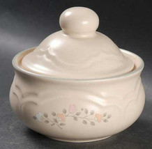 1980's Vintage Sugar Bowl "Remembrance" Collectible Stoneware Light Peach Color  - $27.99
