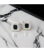 Judith Ripka Estate Onyx Omega Back Earrings Sterling Silver 14 Grams JR1 - €202,55 EUR