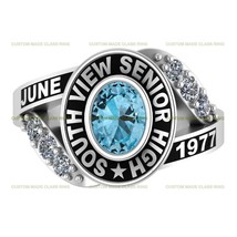Customized Sterling Silver Women High School and College University Class Ring - £73.85 GBP