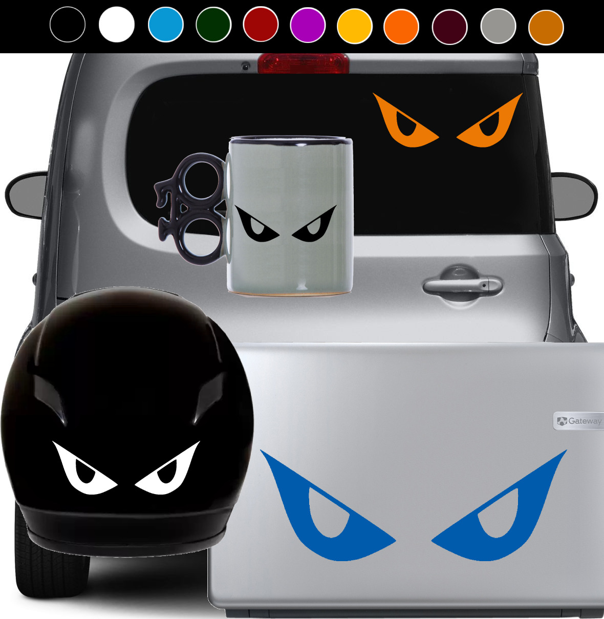 Angry  Eyes Vinyl Decal Sticker Cars Motorcycles Motorbikes Motors Bicyc... - $2.96+