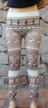 Xmas Leggings New Women Brown Patterned High Waist Tight Footless Small ... - £11.88 GBP