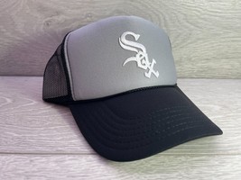 New Chicago White Sox Black Gray Hat 5 Panel High Crown Trucker Snapback Vintage - £18.43 GBP