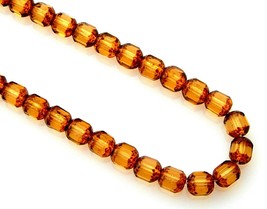 50 Topaz Gold Tortoise Stone Look Czech Glass 6mm Faceted Tube Cathedral Beads - £3.94 GBP