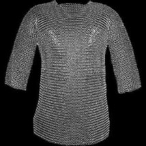9 mm round Riveted Chain mail Hubergion half sleeve Shirt medium size shirt - £125.04 GBP