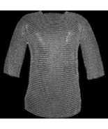 9 mm round Riveted Chain mail Hubergion half sleeve Shirt medium size shirt - £127.02 GBP