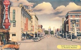 Autos Capitol Avenue Cheyenne Wyoming 1956 Postcard Kropp 12215 - $5.49