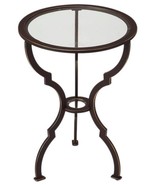 End Table Side Round Top Hourglass Base O-Ring Stretcher Distressed Black - £358.46 GBP