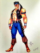 Rare &#39;94 Mortal Kombat Nightwolf reproduction development sketch John Tobias h - $53.40