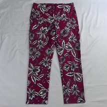 Chicos 1.5 / 10 Pink Floral Ponte Pull On Stretch Womens Skinny Dress Pants - £24.29 GBP