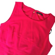 Tommy Hilfiger Fit &amp; Flare Dress Size 6 Solid Coral Zip Up Sleeveless Ruffles - £28.73 GBP