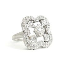 Authenticity Guarantee 
Antique Art Deco Diamond Clover Ring 14K White G... - $795.00