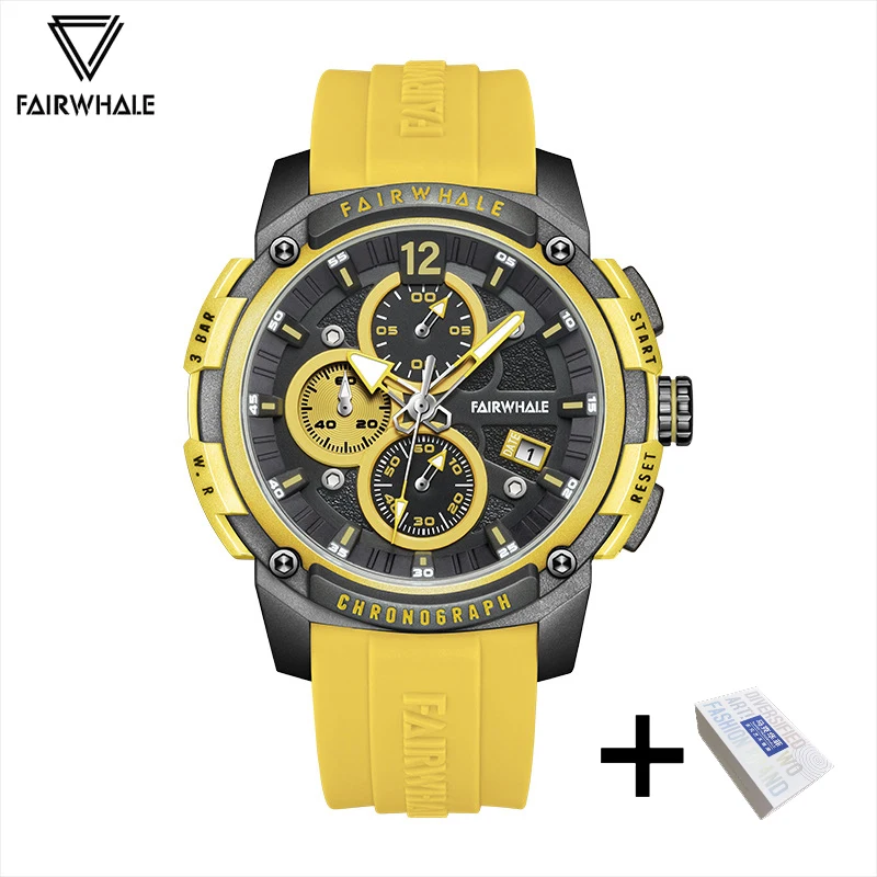 2023 New Fashion Boy  Mens   Waterproof Yellow Watch Mans Reloj  s Mark Fairwhal - £119.70 GBP
